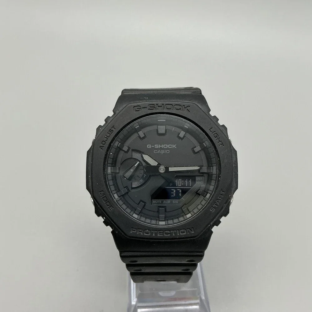 Casio G-Shock GA-2100 Men Watch 45mm Black Dial Resin Analog Digital New Battery